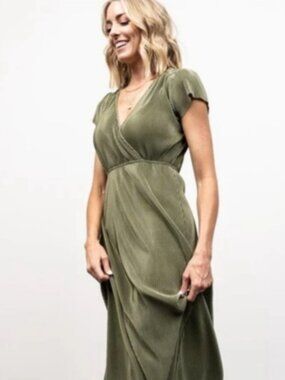 NWOT, Baltic Born • Olive Maxi Wrap Dress, Size Small